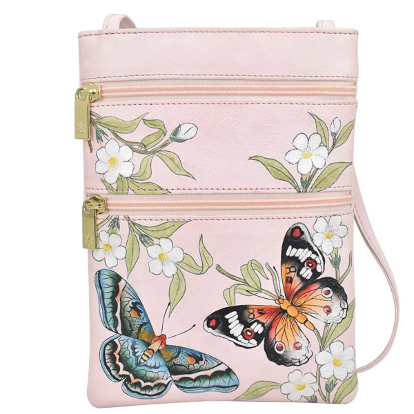 Anuschka Mini Double Zip Travel Crossbody
